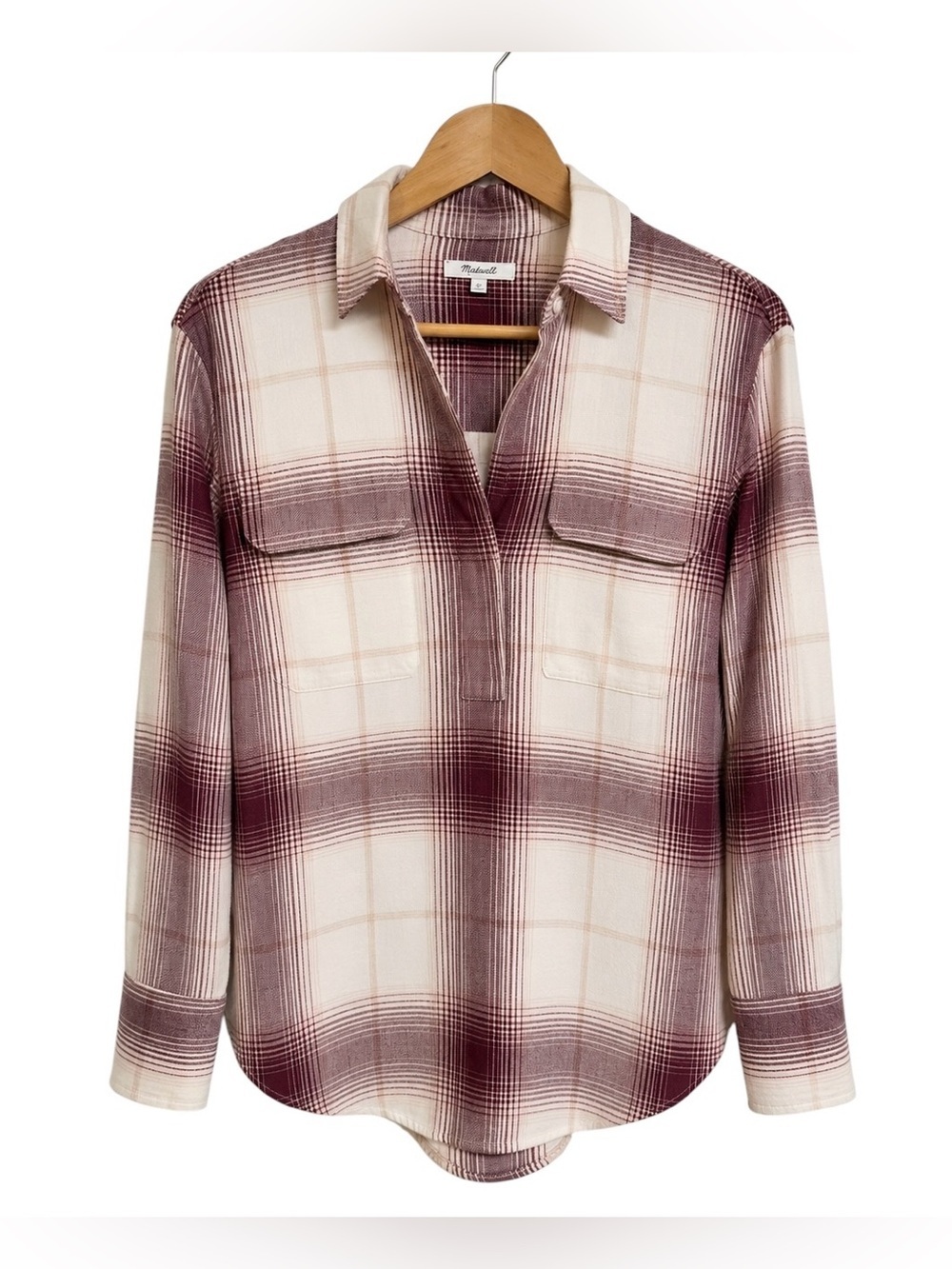 Madewell Heathered Flannel Popover Top Oversized Shirt Soft Size XS - Picture 2 of 9